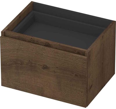 INK - Onderkast 1L met Binnenlade Greeploos Houten Keerlijst Fineer Zonder Sifonuitsparing in Binnenlade - 600x450x400 Mm - Chocolate Fineer