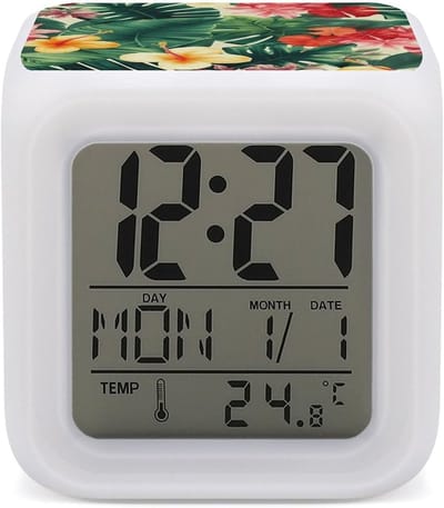Digitale Wekker - Reiswekker Klein - Nachtkastje Slaapkamer - Draadloos LED Display - 7.9x7.9 CM - Wit