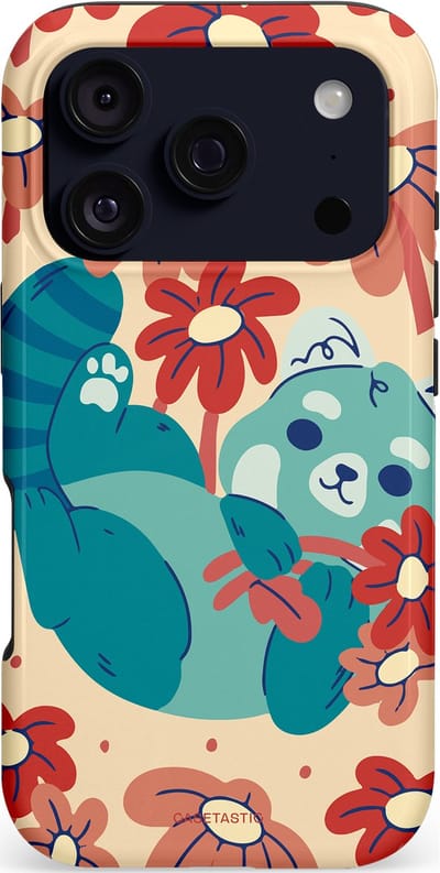 Casetastic hoesje geschikt voor Apple iPhone 17 Pro - MagSafe - Dubbellaagse bescherming - Rode panda knuffels - Fashion Case - Zand Petrol Perzik Koraal