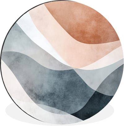 WallCircle - Wandcirkel - Muurcirkel - Abstract - Golven - Blauw - Aluminium - Dibond - 30x30 cm - Binnen en Buiten