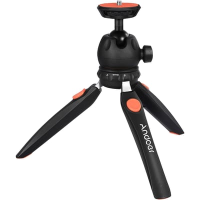 Andoer H20 Mini Tafelblad Statief Draagbare Opvouwbare Telefoon Camera Statief met Afneembare Bal oranje