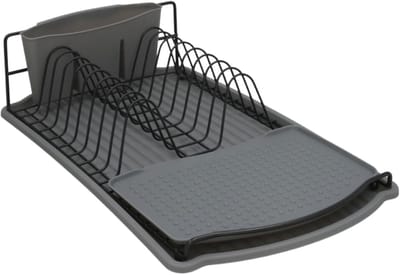 Gerimport Afwas afdruiprek met lekbak - grijs/zwart - kunststof - 47x26x11cm