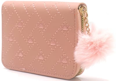 She Life Style - Roze portemonnee met hartjes en pompom