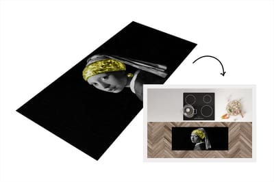 Keukenloper - Loper keuken - Meisje met de parel - Goud - Kunst - 120x50 cm - Keukenloper vinyl