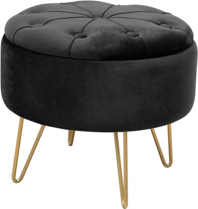 Nexvo® Voetenbankje of poef - Voetenbankje - Poef - Hockers en poefen - Zwart - 38cm x 38cm x 33cm