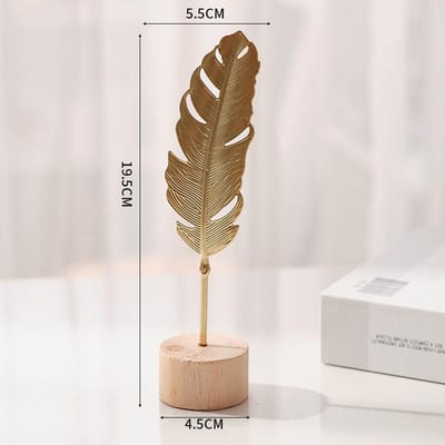1 pcs Golden Ginkgo Feuille Plume Métal Modèle Figurines Manuel Bureau Artisanat Ornements Photo Accessoires Statues Sculptures Décor À La Maison B
