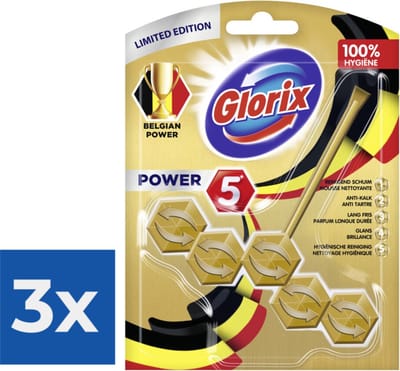 Glorix - Power 5 - Toiletblok - Gold & Fresh - Limited Edition - Langdurige Frisheid - Voordeelverpakking 3 stuks