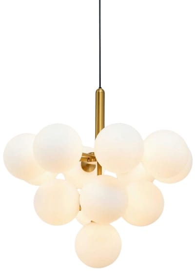 Kosilum - Coretta - Hanglamp - Messing en wit - Metaal en glas