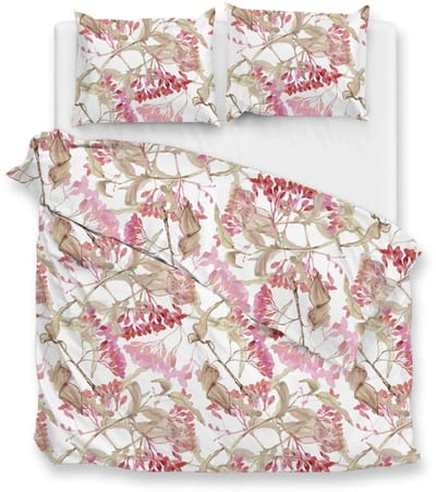 Zohome Dekbedovertrek Dario - Deken - Dekbed - Wit - 100% Katoen-Satijn - Bladeren - 240x220 + 2 slopen 60/70 cm