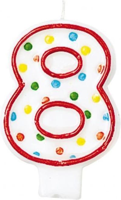 Amscan Verjaardagskaars 8 - Polka Dots 7,6 Cm Rood/wit