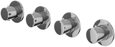 IVY Bond Afbouwdeel Inbouwthermostaat met 3 Stopkranen Symmetry met Ronde Rozetten - Chroom
