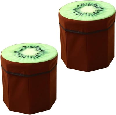 Opbergkruk Rond - Voetenbankje Zitje - Opbergen Thuis - Fruitvormig Design - Maat M - Zoals Getoond
