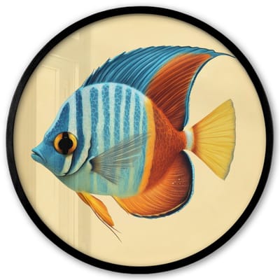Poster in lijst Rond - Fotolijst 40x40 cm - Posters - Vis - Vinnen - Blauw - Ogen - Ronde posterlijst zwart - Decoratie - Wanddecoratie woonkamer - Muurdecoratie slaapkamer