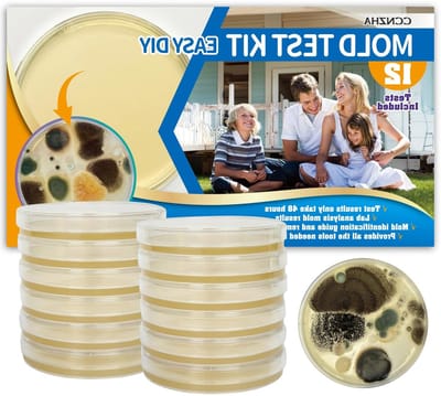 Schimmel Testkit - Binnenlucht Test - Thuis Inspectie - Gratis Lab Analyse - 12 Tests - Zwart