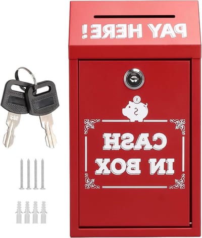 Stembus - Liefdadigheidsdropbox - Veilige Fondsenwerving - Wandmontage - 10x16x10 cm - Rood