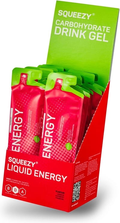 Squeezy Energie Gel Liquid 12x60ml Raspberry Gezondheid| Sport | Sportvoeding | Energiegels | Hardlopen | Alle sporten | Hardloopvoeding | Energygels | Wielrennen | Wielrenvoeding | Energiegels