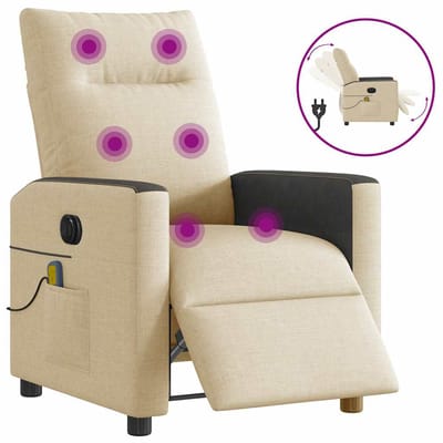vidaXL - Massagestoel - elektrisch - verstelbaar - stof - crèmekleurig