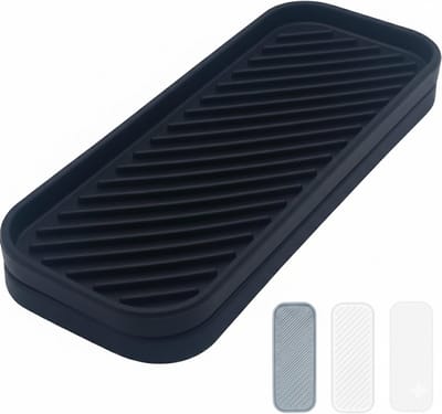 Famanu – Siliconen organizer lade - zeep en spons houder voor gootsteen - badkamer - opbergbak voor vaatborstel - zeepdispenser - afwasaccessoires - 2 stuks (zwart)