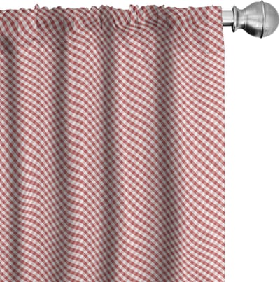 ABAKUHAUS – Geruit Voorhangpaneel – 2x 75×175 cm – Microvezel – Donker koraal