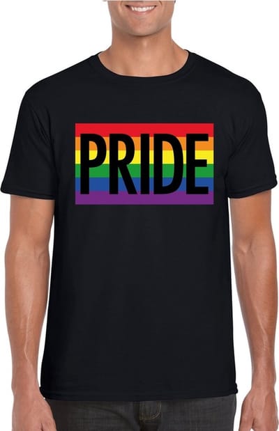 Gay Pride regenboog shirt Pride zwart heren - LGBT/ Homo shirts S