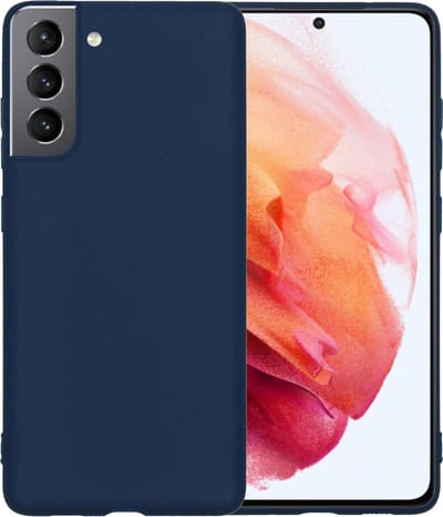 Hoesje - Geschikt voor Samsung Galaxy S21 - Sterk & Shockproof - Siliconen Case - Hoes Cover - Telefoonhoes - Donkerblauw