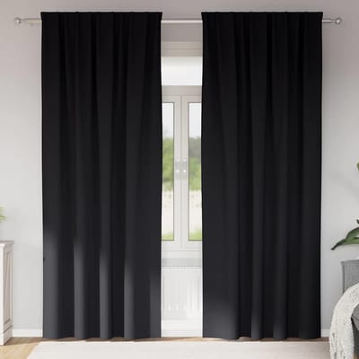 vidaXL Zwart-out Gordijnen met Ringen 2 st Zwart 225 x 140 cm