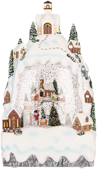 Clayre & Eef Kerstdecoratie met LED-verlichting en muziek 15x9x27 cm / 3xAA Wit Kunststof