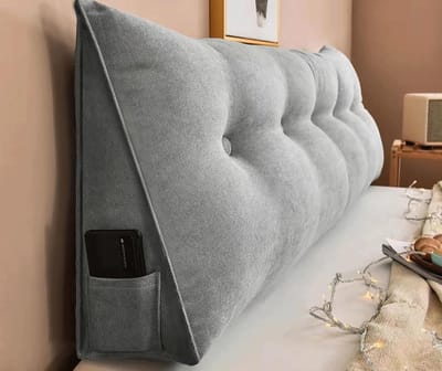 Driehoekig hoofdkussen - Wigkussen steun - Ontspannen in bed - Afneembare hoes - 60 x 50 cm - Zilvergrijs