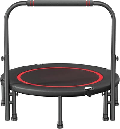 Fitness Trampoline - Rebounder Springkussen - Cardio Training - Opvouwbaar Met Handgrepen - 48 Inch - Zwart