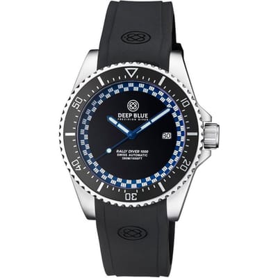 Deep Blue Rally Diver 1005 RD1000BLKDARKBLUESTRP Heren Horloge 44mm 30 ATM