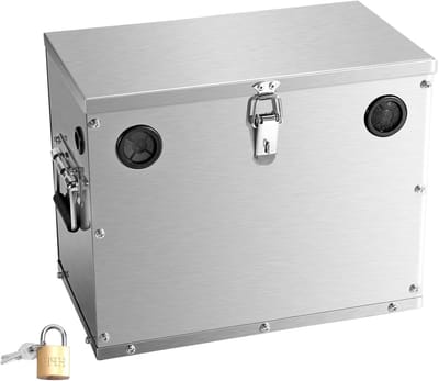 Batterijbox RVS - Accubak Houder - Veilige Stroomvoorziening - Met Geïntegreerd Slot - Groep 24/31 - Zilverkleurig