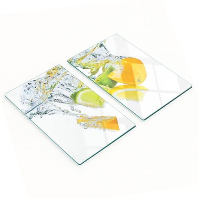 Set van twee decoratieve glazen keukenplanken met citrusvruchtenmotief, 2x30x52 cm