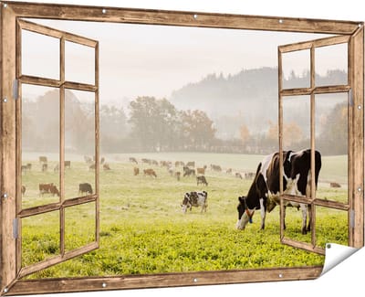Gards Tuinposter Gekleurde Leeuw - Leeuwenkop - Abstract - 90x60 cm - Tuindoek - Tuindecoratie - Wanddecoratie buiten - Tuinschilderij