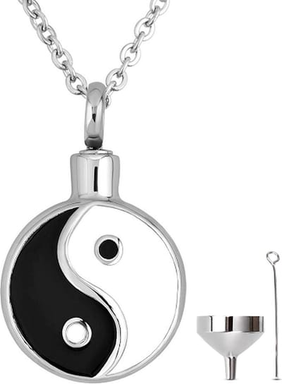 Luxe Ashanger - met Ketting - Voor As, Haren of Parfum - Assieraad - As Ketting - Gedenksieraad - Urn - Incl. As vuller en Opbergzakje - Yin Yang