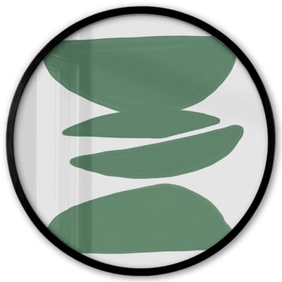 Poster in lijst Rond - Fotolijst 40x40 cm - Posters - Abstract - Groen - Vormen - Modern - Ronde posterlijst zwart - Decoratie - Wanddecoratie woonkamer - Muurdecoratie slaapkamer