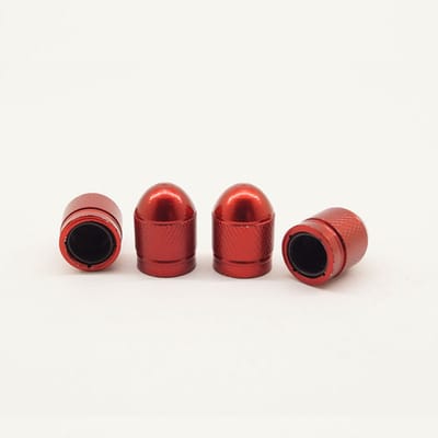 Schrader (auto) ventiel - Rood aluminium - kunststof kern - bolvormig