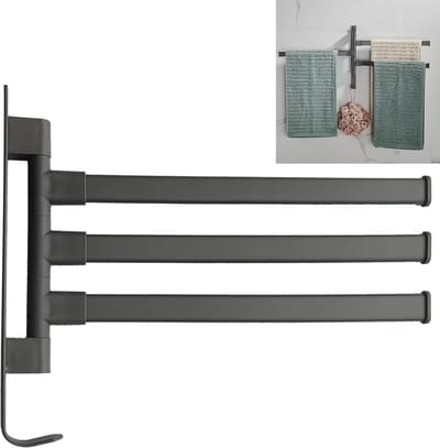 Famanu – Roterende handdoekhouder voor badkamer, 180° draaibaar, roestvrij staal, ideaal voor handdoeken en theedoeken