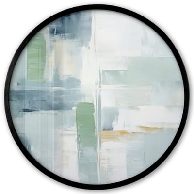Poster in lijst Rond - Fotolijst 40x40 cm - Posters - Verf - Moderne kunst - Abstract - Grijs - Ronde posterlijst zwart - Decoratie - Wanddecoratie woonkamer - Muurdecoratie slaapkamer