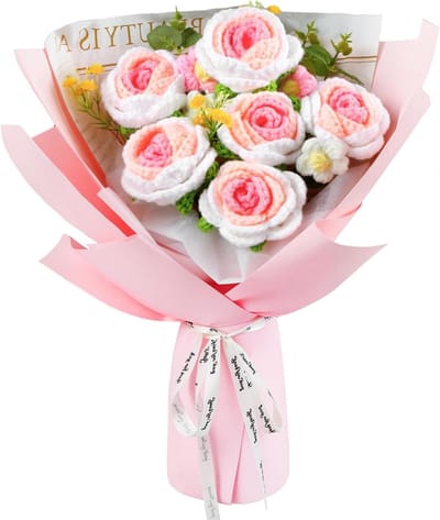 Gehaakte Bloemen - Gebreide Boeketten - Huis Decoratie - 100% Handgeweven - 14-in-1 - Roze