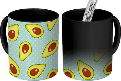 Magische Mok - Foto op Warmte Mokken - Koffiemok - Avocado - Patronen - Stippen - Magic Mok - Beker - 350 ML - Theemok