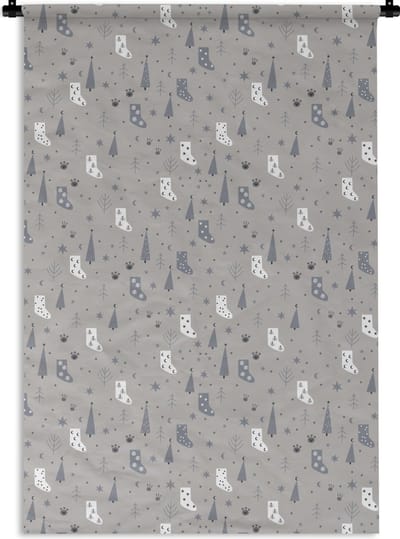 Wandkleed - Wanddoek - Sokken - Patronen - Kerst - 120x180 cm - Wandtapijt