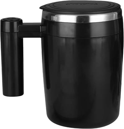 Automatische roestvrijstalen mok met deksel, zelfroerende beker voor koffie, melk en thee, 380 ml