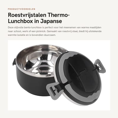 Dailygoods- Lunchbox RVS - Bento-lunchbox - Warmte-isolerend - Lunchbox met vakjes - Ergonomisch ontwerp - Eenvoudige reiniging
