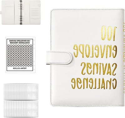 Budget Binder A5 - Leren Map voor Besparingen, Budgetplanning en Organisatie met 100 Enveloppen voor Thuis, School en Kantoor