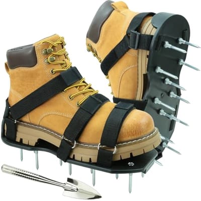 Gazonbeluchter Schoenen - Nagelschoenen Tuin - Gazon Onderhoud - Verstelbare Klittenband - 13 Spikes Per Schoen - Zwart