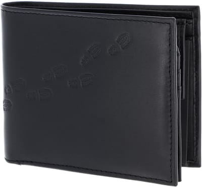 oxmox Leren portemonnee Leather RFID Protect Querscheinbörse Footsteps 2.0 Embossed Black zwart
