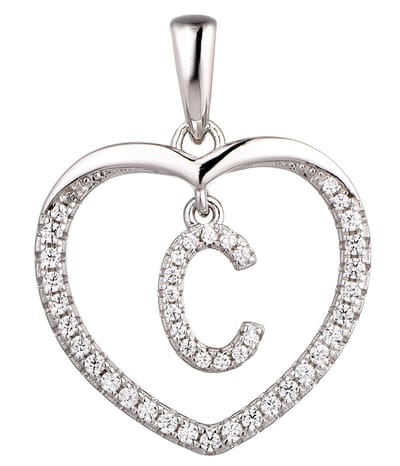 N3 Collecties 925 Hartje zilver Ketting met Hanger -Letter C