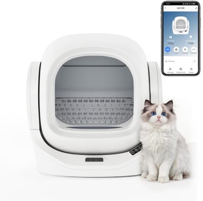 Rolipo Zelfreinigende Kattenbak – Automatische Kattenbak met App – Boven Open – Geurvrij & Hygiënisch – Voor Meerdere Katten – Grote Inhoud – Slimme Kattenbak - 62L - Wit