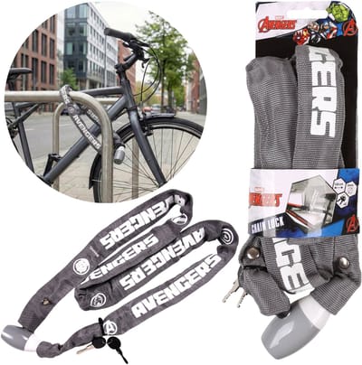 MARVEL Avengers Fiets slot ketting, beveiliging voor fiets, sterk slot, hangslot + 2 sleutels 120 cm