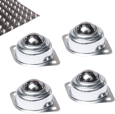 Set van 4 Ball Casters voor Meubels - Zilveren Rollen met Tapse Lager en Montagegaten voor Vervoer, Lading en Transport